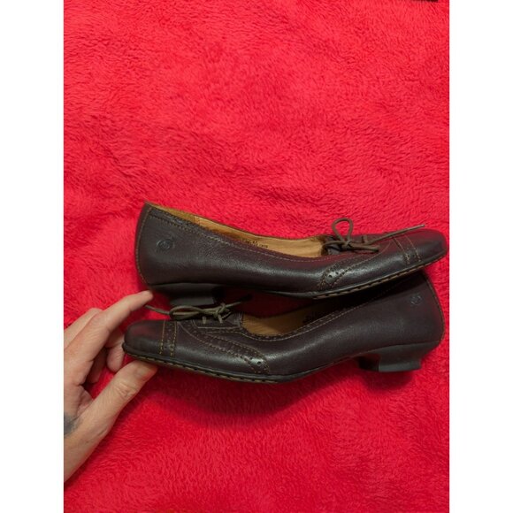 Born Flats 9.5 Womens Brown Leather Lace Up Oxford Brogue Comfort Shoes W61702 - Picture 3 of 7